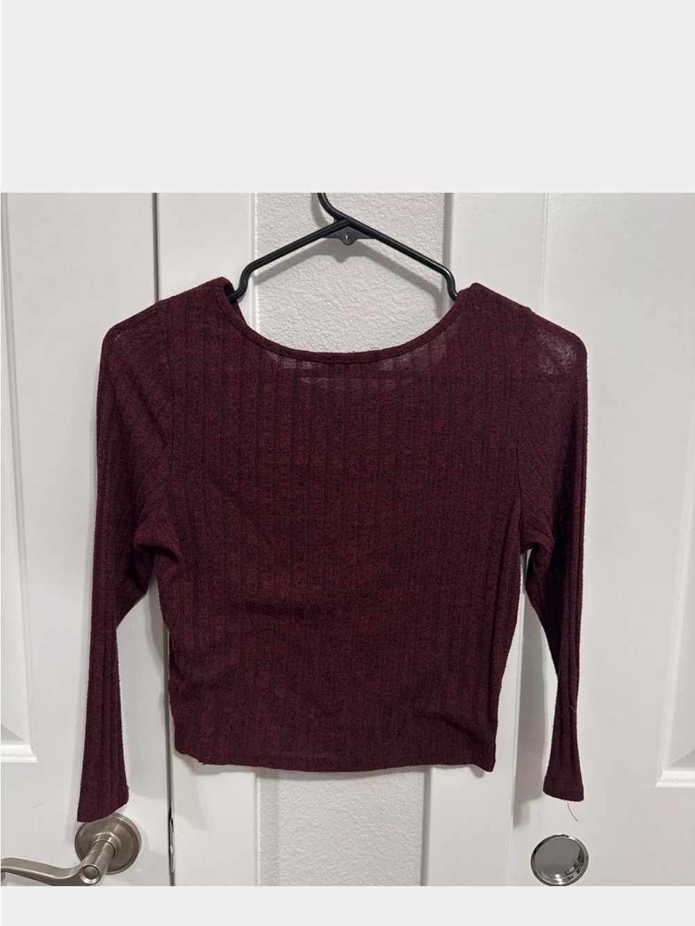 iris Ribbed Long-Sleeve Top - Wine - Picture 2 of 3